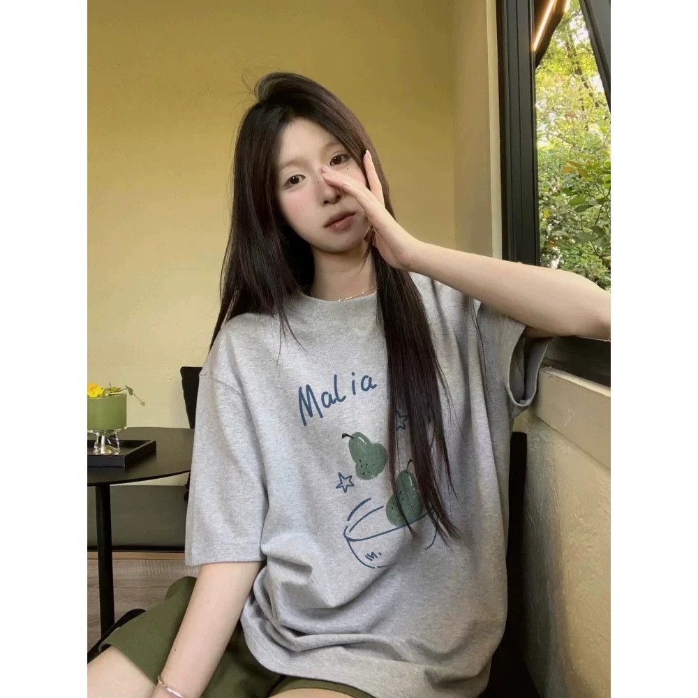 SUXI Áo thun ngắn tay họa tiết đáng yêu, phù hợp mùa hè 260427