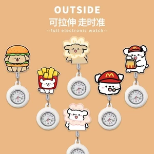 Đồng hồ treo tường nữ y tá dễ thương Huy hiệu co giãn Kẹp y tế Loại nam nữ sinh kỳ thi y tế bỏ túi đồng hồ Pin