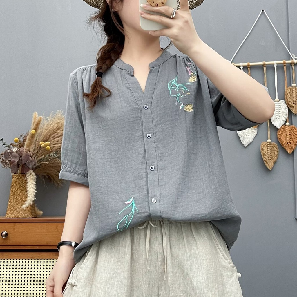 Áo sơ mi nữ cotton thiết kế skinny phù hợp mùa hè