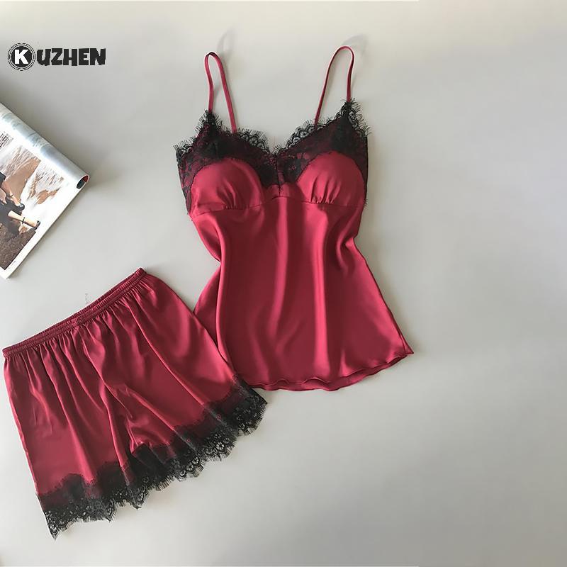 KUZHEN Bộ Đồ Ngủ Gợi Cảm Ren V-Ne, Phù Hợp Hàng Ngày