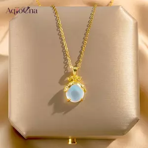 AqToCna Thép Titan Mặt Trăng Đá Nelace Aurora Bee Micro-Ind Nelace Nữ Xương Đòn Dây Xích AqToCna