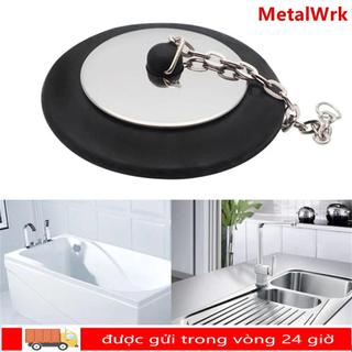 METALWRK 1 nút chặn thoát nước bồn tắm silicon 4/4.3/5cm có dây xích, cao su đa năng bền