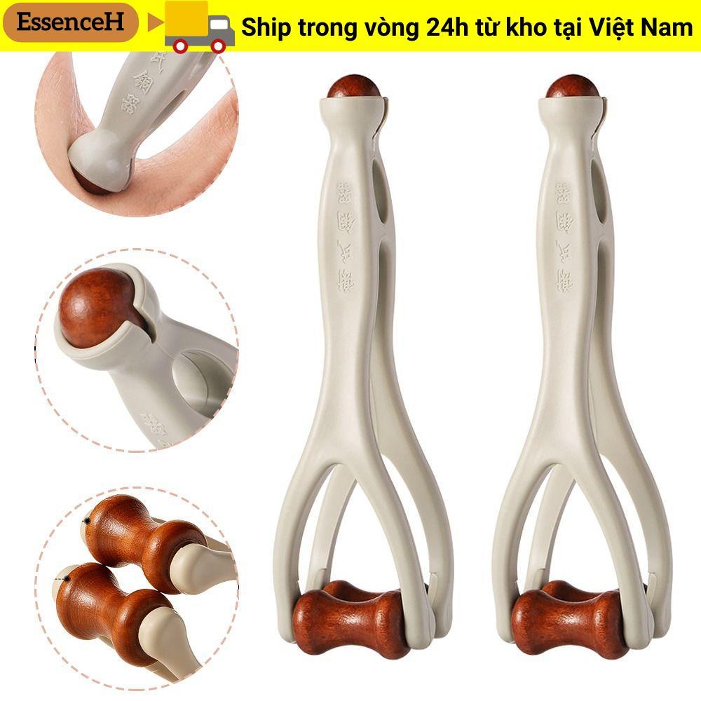 Con lăn Massage ngón tay ESSENCEH, Máy mát xa ngón tay bằng gỗ nguyên khối thiết kế kẹp, với 360° Con lăn Bấm huyệt để giảm kinh tuyến trị liệu bằng tay