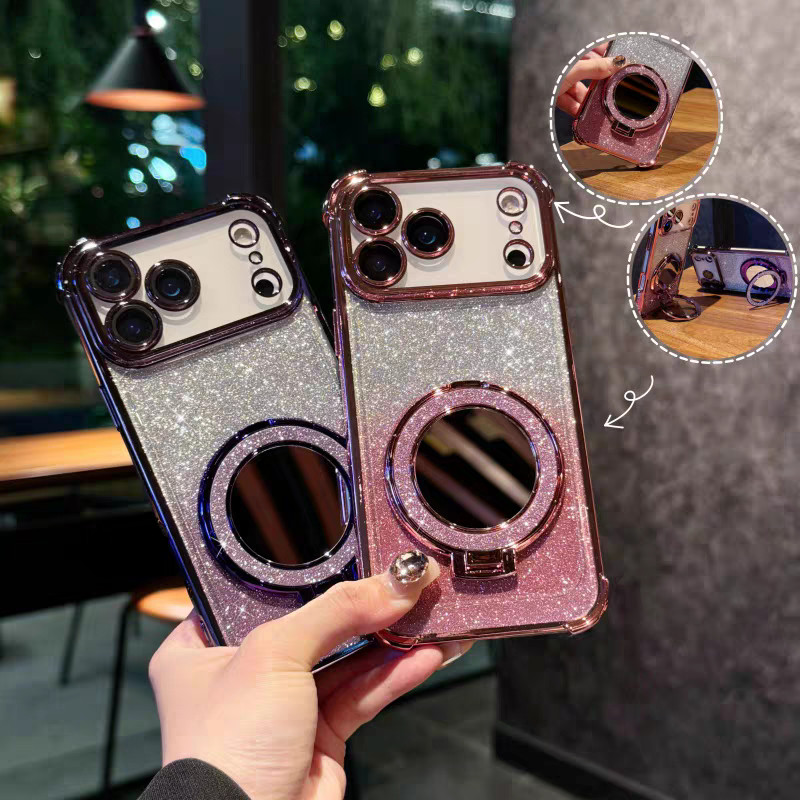 Ốp Lưng Camera Chống Sốc Cho iPhone17 16 15 14 13 12 11 8 7 XS XR X Pro Max Plus Air Chân Đế Kim Loại ốp Lưng Trong Suốt