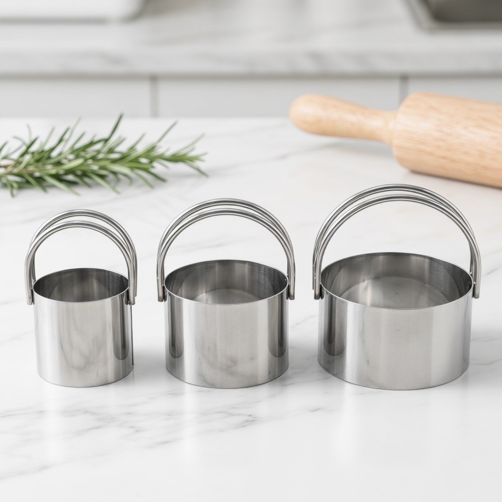 Bộ 5 Dụng Cụ Cắt Bánh Quy AWNGD, Có Tay Cầm Khuôn Cắt Bánh Quy Cao Cấp Thực Phẩm, Hoa Trái Tim Vuông Thép Không Gỉ Khóa Bảo Quản Tròn Thép Không Gỉ Cắt Cookie