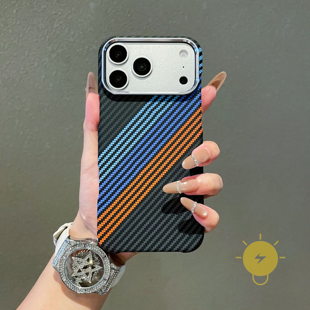 Phone Case For iPhone 17 Pro Max 16 15 14 13 PC TPU Magnetic Hard Grid Aesthetic Korean Cute