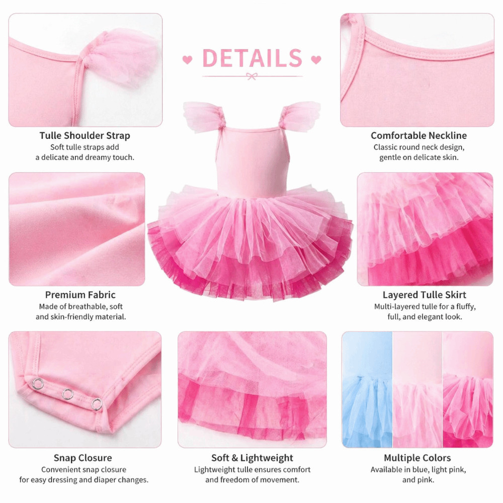 FEDAOG Bé Gái Váy Ba Lê, Đầm Hoàng Tử Puffy Ballet TuTu Đầm, Trang Phục Trình Diễn Ba Lê Tay Ngắn Chuyên Nghiệp Tập Gymnastic