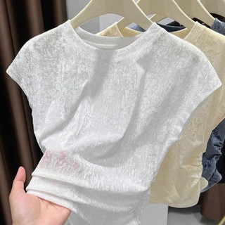 Sheer Lưới Ngắn Tay Áo Nữ Mùa Hè Mỏng Thoáng Mát Cảm Thấy Lông Tơ Tay Crop Base Layer Top