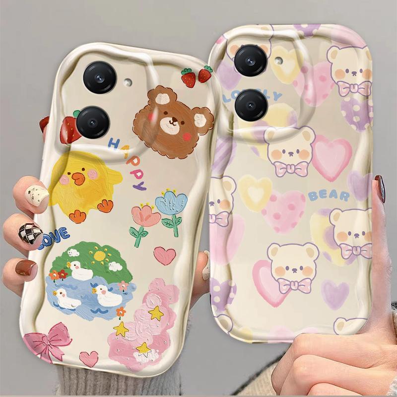 Thích Hợp Cho VIVO Y03 Y03T Y18 Y18S Y18T Y18E Điện Thoại Thông Minh 3D Mềm TPU Gấu Tình Yêu Hoa Chống Sốc Trường Hợp Điện Thoại