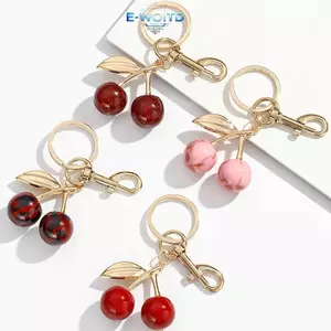 E-WOITD 1 Túi Trái Cây Anh Đào Tinh Tế Móc Khóa Quyến Rũ Dành Cho Nữ Bapa Ví Mặt Dây Chuyền Phụ Kiện Trang Sức Quà Tặng Đỏ Anh Đào Móc Khóa E-WOITD