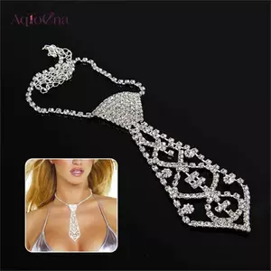 AqToCna Tuyệt Vời Gợi Cảm Bling Kim Cương Giả Nelace Cho Prom Ball Tiệc Cô Dâu AqToCna