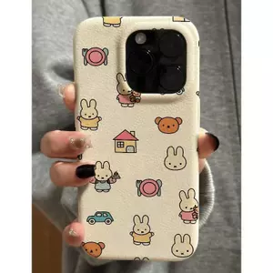 Miffy thỏ nhỏ tích hợp cho iPhone 17promax trường hợp iPhone 14/13/12 giả da kết cấu
