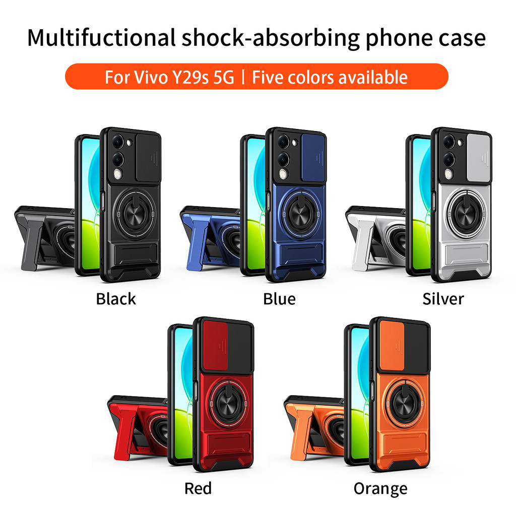 Thích hợp cho Vivo Y04 Y05 Y11D Y29S Y19 Y38 Y58 Y400 Y17 Y05 4G 5G 360 Giá đỡ vòng Vỏ điện thoại Dây buộc có vỏ máy ảnh Vỏ bảo vệ toàn diện chống sốc