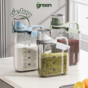 Hộp Đựng Ngũ Cốc Có Nắp Kín Chống Ẩm, Bình Đựng Đồ Khô Trong Suốt Kèm Cốc Đong Tiện Lợi