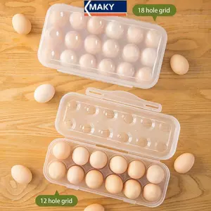 MAKY 1 Hộp Bảo Quản Trứng Lưới 12 / 18 Có Nắp Bếp Tủ Lạnh Hộp Trứng Thả Ra Hộ Gia Đình Tủ Lạnh Trứng Tổ Chức Khay Trứng VN