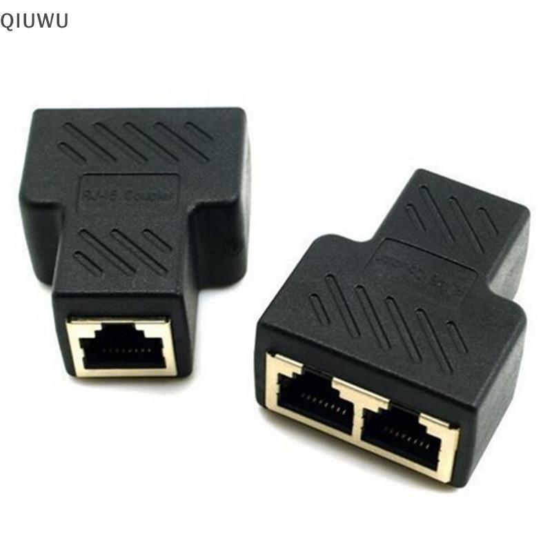QIUWU 1 Đến 2 Cách Cáp Mạng LAN Ethernet RJ45 Bộ Chuyển Đổi Đầu Nối Bộ Chia Nữ.