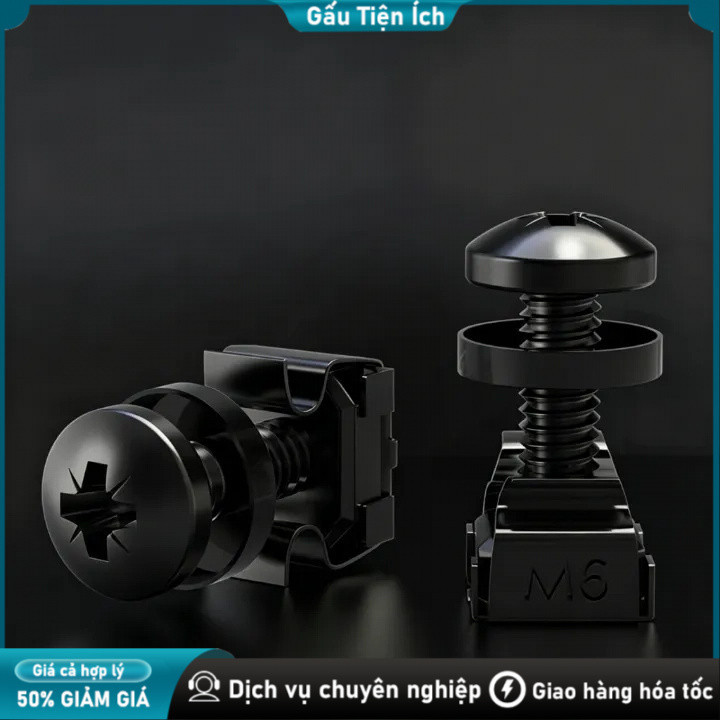 Ốc vít chuyên dụng M6 x 16 mm mạ kẽm cho tủ máy chủ, dùng để bắt tủ rack và tủ mạng