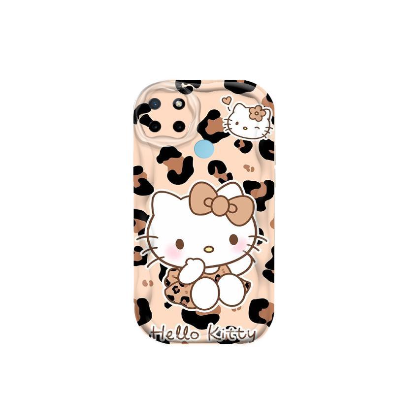 Thích hợp cho Realme C12 C15 C25 C25S C21Y C25Y Narzo 30A Narzo 20 3D Vỏ kem TPU mềm in họa tiết da báo Kitty Vỏ điện thoại chống sốc