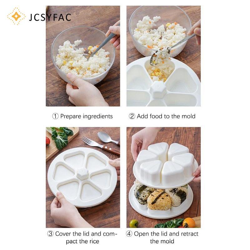 JCSYFAC DIY Khuôn Sushi Ăn Trưa Tam Giác Cơm Bóng Hộp Cơm Trưa Hành Cơm Bóng Thực Phẩm Báo Chí Tam Giác Sushi Làm Khuôn Sushi Bộ Dụng Cụ Nhà Bếp Mới