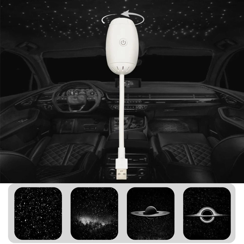 Đèn LED bầu trời đầy sao AWNGD, Máy chiếu Galaxy chạy bằng USB lấy nét có thể điều chỉnh, Chiếu phạm vi lớn 5V1A Đèn chiếu sao Thổ Trang trí chơi game tại nhà