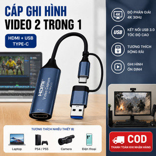 [HDMI Capture] Hub Chuyển Từ Cổng HDMI To Type-C/USB 3.0 Hỗ Trợ Ghi Hình Nhanh Từ Livestream Tương Thích Full Soft OBS