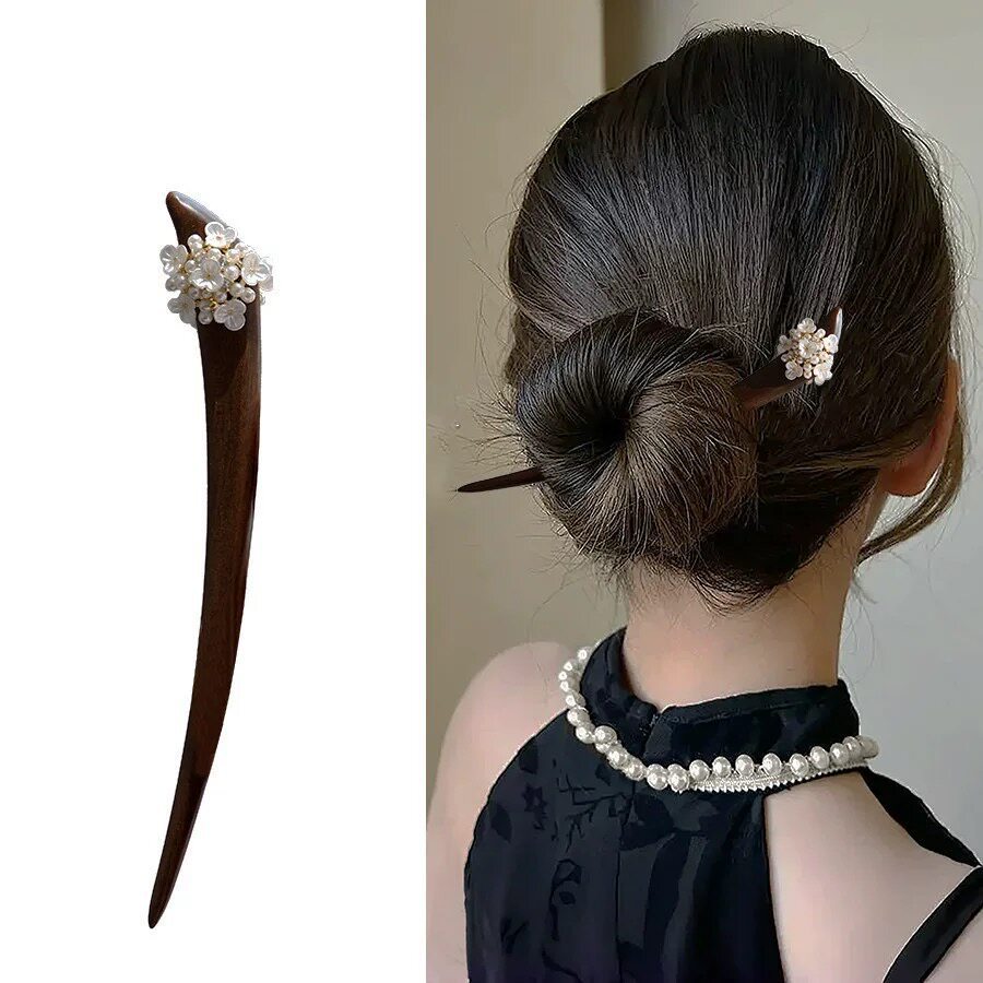 WHX-Hairpin 13cm {Hydrangea Gỗ} Kẹp Tóc Ngắn Thiết Kế Hai Mặt Thời Trang Phù Hợp Với Tất Cả Trận Đấu Kẹp Tóc Gỗ Đàn Hương Chính Hãng Tinh Tế