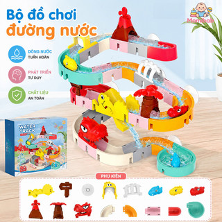 Bộ đồ chơi đường nước – Thanh trượt xoay 360°, dòng nước tuần hoàn, khối DIY lớn – Phát triển tư duy, nhựa an toàn