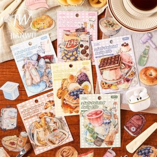 JIANWU Tranh Mềm Hàng Ngày Series Vintage Bánh Mì Thực Phẩm Phong Cảnh Chất Liệu Cắt Dán PET Nhãn Dán Sáng Tạo DIY Tạp Chí Văn Phòng Phẩm