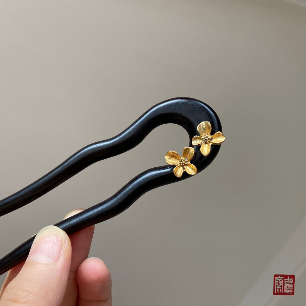 WHX-Hairpin {Yinghua Yellow} Kẹp tóc ngắn hình chữ U màu nâu chính hãng Mũ đội đầu hàng ngày Kẹp tóc phù hợp với Kẹp tóc Trung Quốc mới