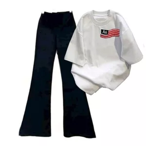 sét bộ quần loe + Áo thun form rộng mẫu mới trendy- cờ mỹ AA -quanao94