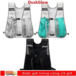 Áo vest chạy bộ DUSKGLOW, Áo vest lưu trữ bình nước nhẹ phản quang, có giá đỡ điện thoại Gói ngực Nylon chống thấm nước ngoài trời
