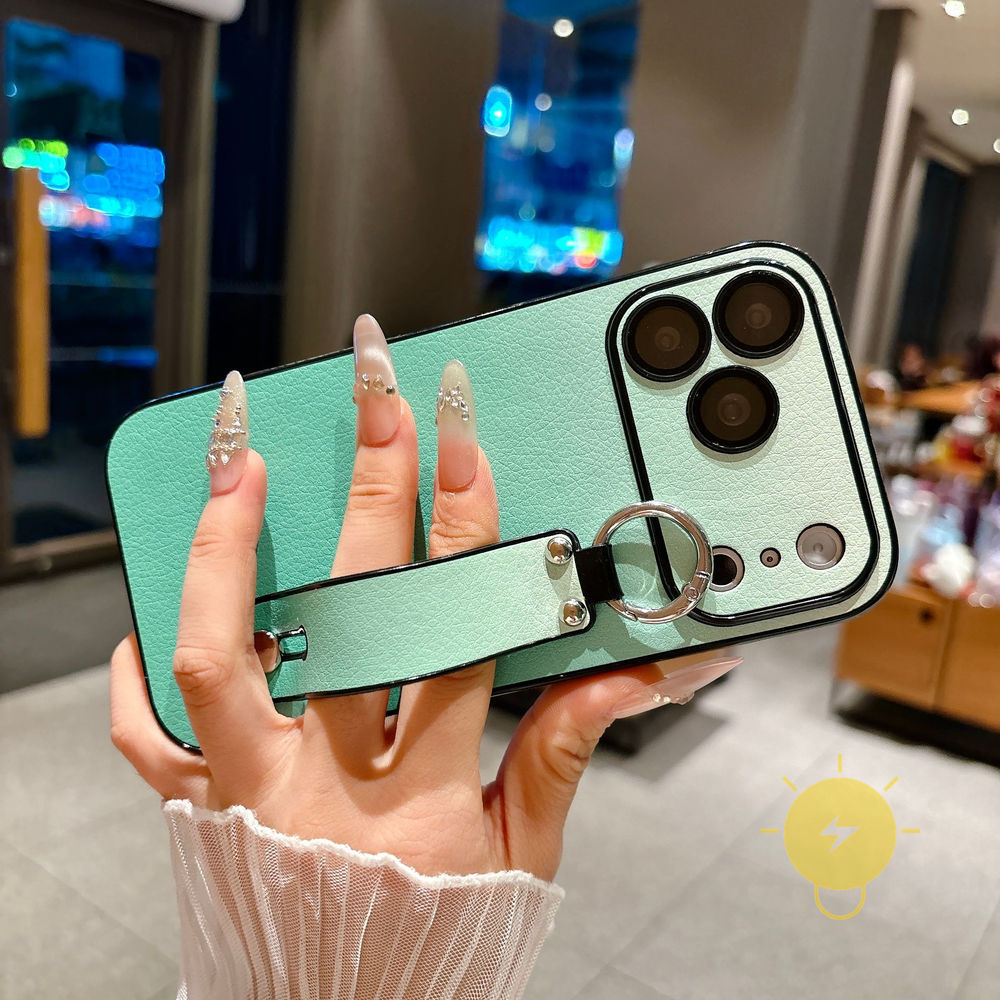 Phone Case For iPhone 17 Pro Max Plus 16 15 14 13  TPU Smudge Wristband Aesthetic Korean Cute