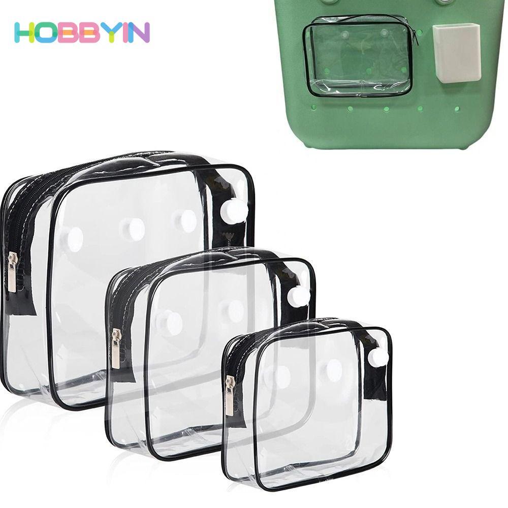HOBBYIN Phụ kiện túi Tote đi biển HOBBYIN Bogg, Phụ kiện túi đi biển bằng nhựa PVC, Túi xách trong suốt nóng Túi trang điểm có dây kéo cho người sắp xếp du lịch / Túi Bogg