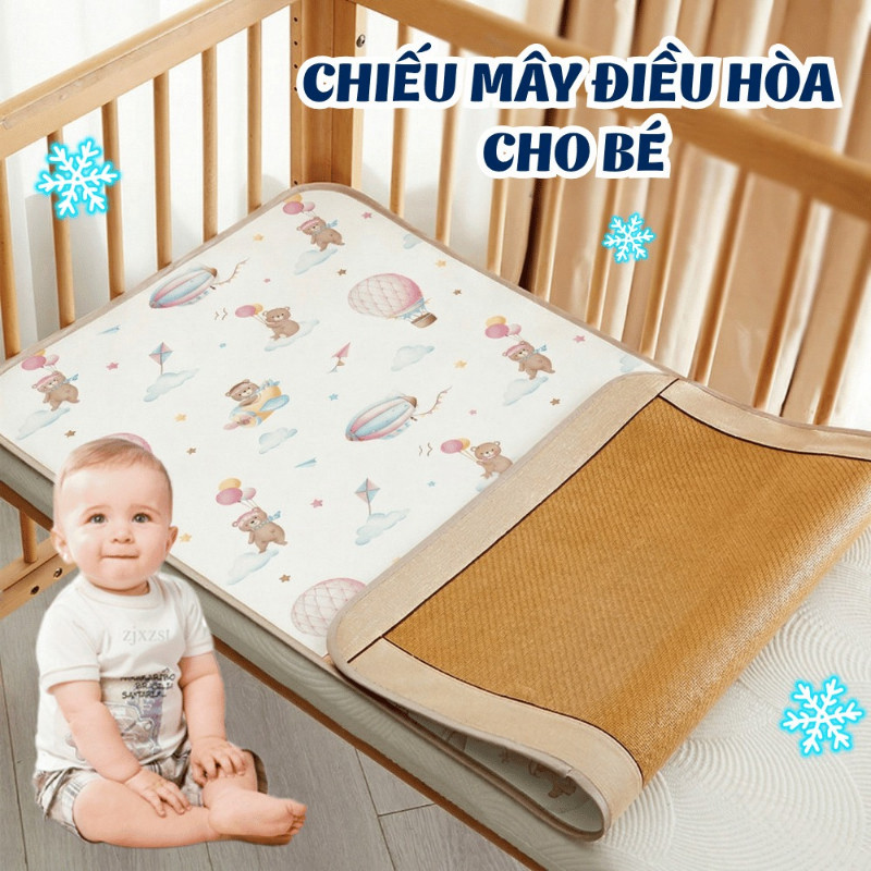 Chiếu Mây Điều Hòa Lụa Lạnh Cho Bé Dino, Thảm Mát Thoáng Khí An Toàn Hình Dễ Thương Dùng Mùa Hè