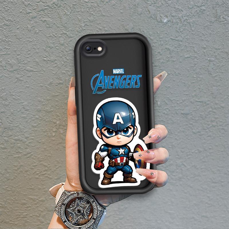 Áp dụng cho iPhone 6 6s 7 8 se2020 Plus Phụ kiện silicon hoạt hình Vỏ điện thoại mềm TPU Captain America Iron Man Angel Angel Eye Ốp lưng chống sốc