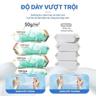 [Thùng 10 Bịch] Khăn Ướt TopGia Ban Mai 80 Tờ/Gói Cho Bé, Không Chứa Cồn và Parabens, An toàn cho da