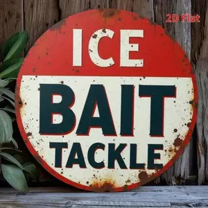 CIFbuy 2D Metal Ice Fishing Sign, Rust Tackle Shop Billboard, Man Cave Wall Art Quà tặng Halloween