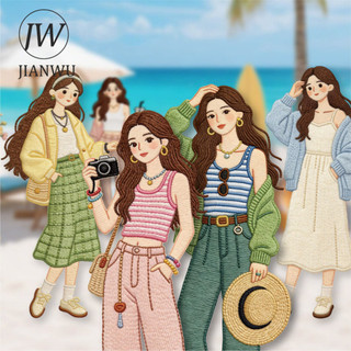 JIANWU Dòng Thời Gian Chậm Vintage Thêu Cô Gái Nhân Vật Phong Cảnh Chất Liệu Cắt Dán Sáng Tạo DIY Tạp Chí Văn Phòng Phẩm