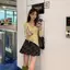 Áo Thun Dài Tay Cổ Chữ V Màu Vàng Dopamine Cho Nữ - Modal Slim Fit