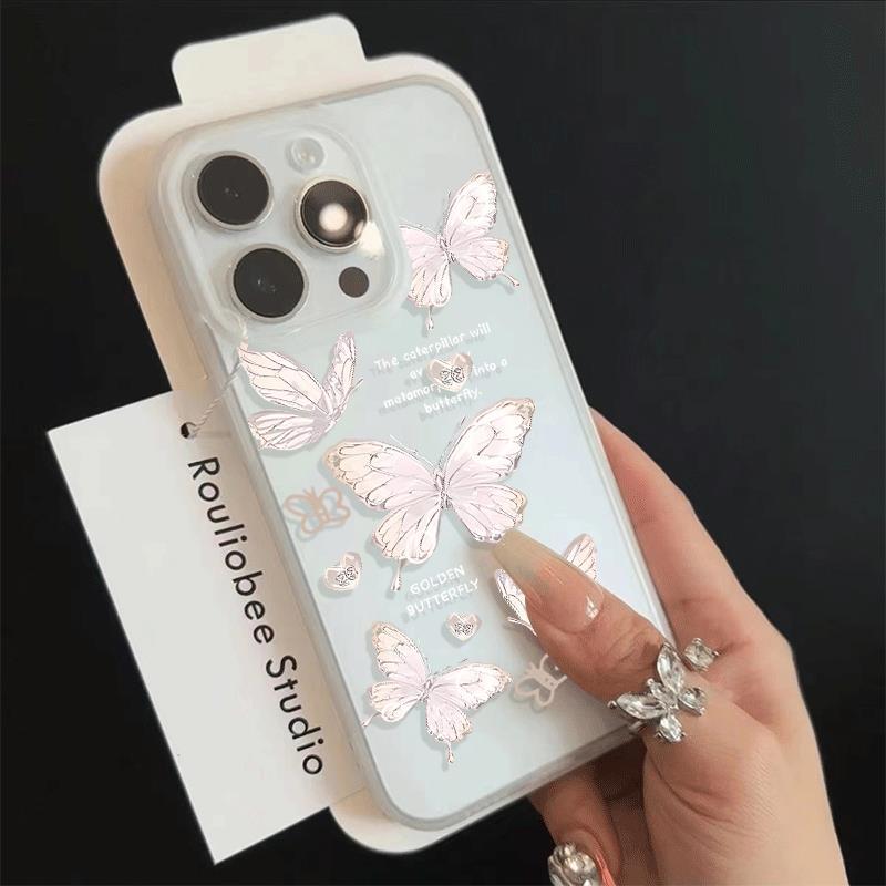 Bướm trắng tích hợp cho trường hợp iPhone 17pro iPhone 16/15 Skin Sense Frosting Case