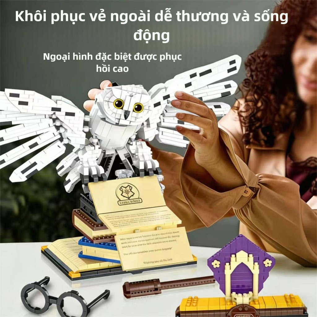 Harry Potter Bộ lắp ráp cú lông trắng đồ chơi trang trí bàn quà tặng sưu tập