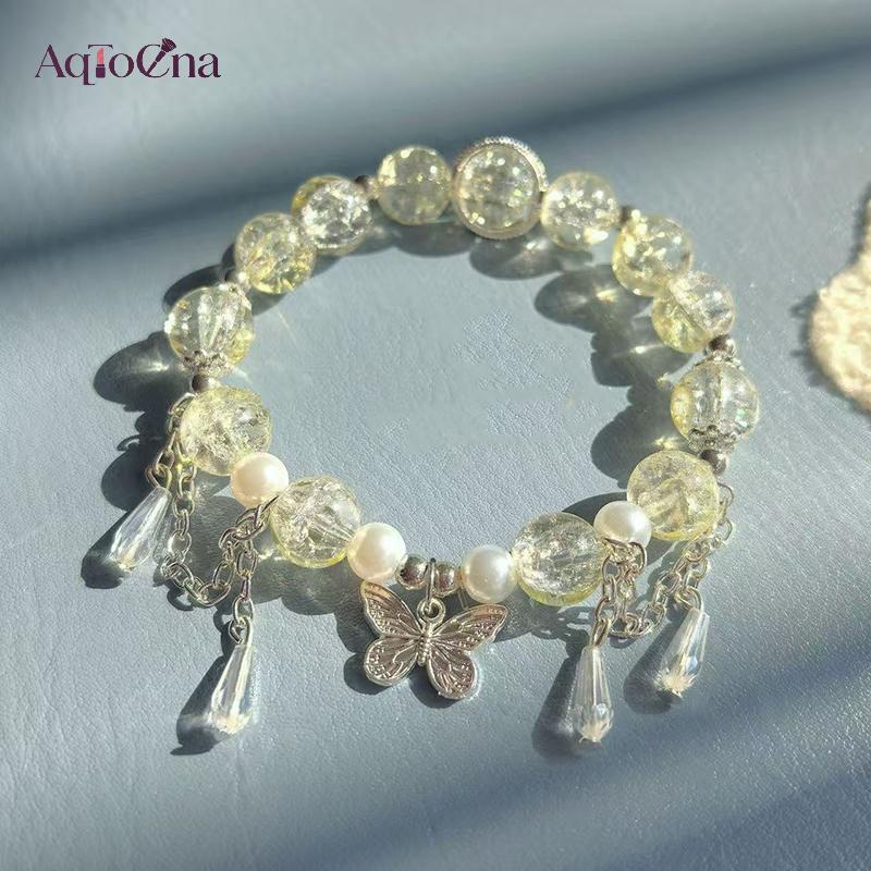 Vòng tay nữ đính hạt thời trang Hàn Quốc, dễ thương cho bé gái, có thể điều chỉnh size