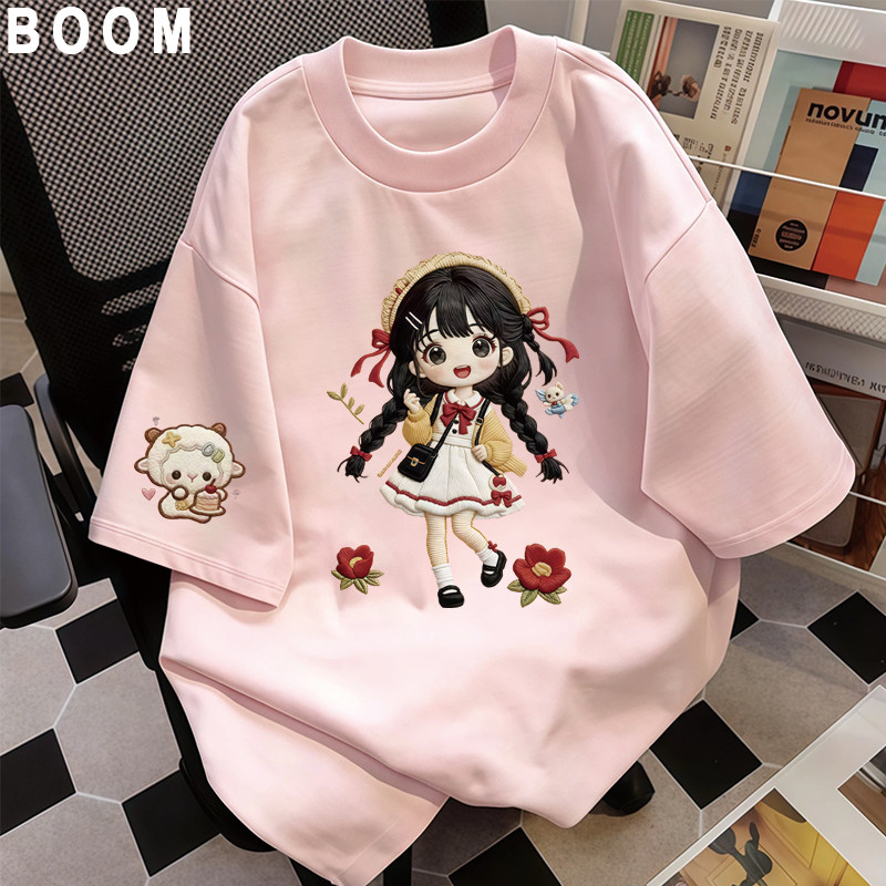 BOOM Áo thun nữ kiểu hàn quốc form rộng tay lỡ cổ tròn cotton mát - hè hot trend in cách dễ thương- Local brand B03