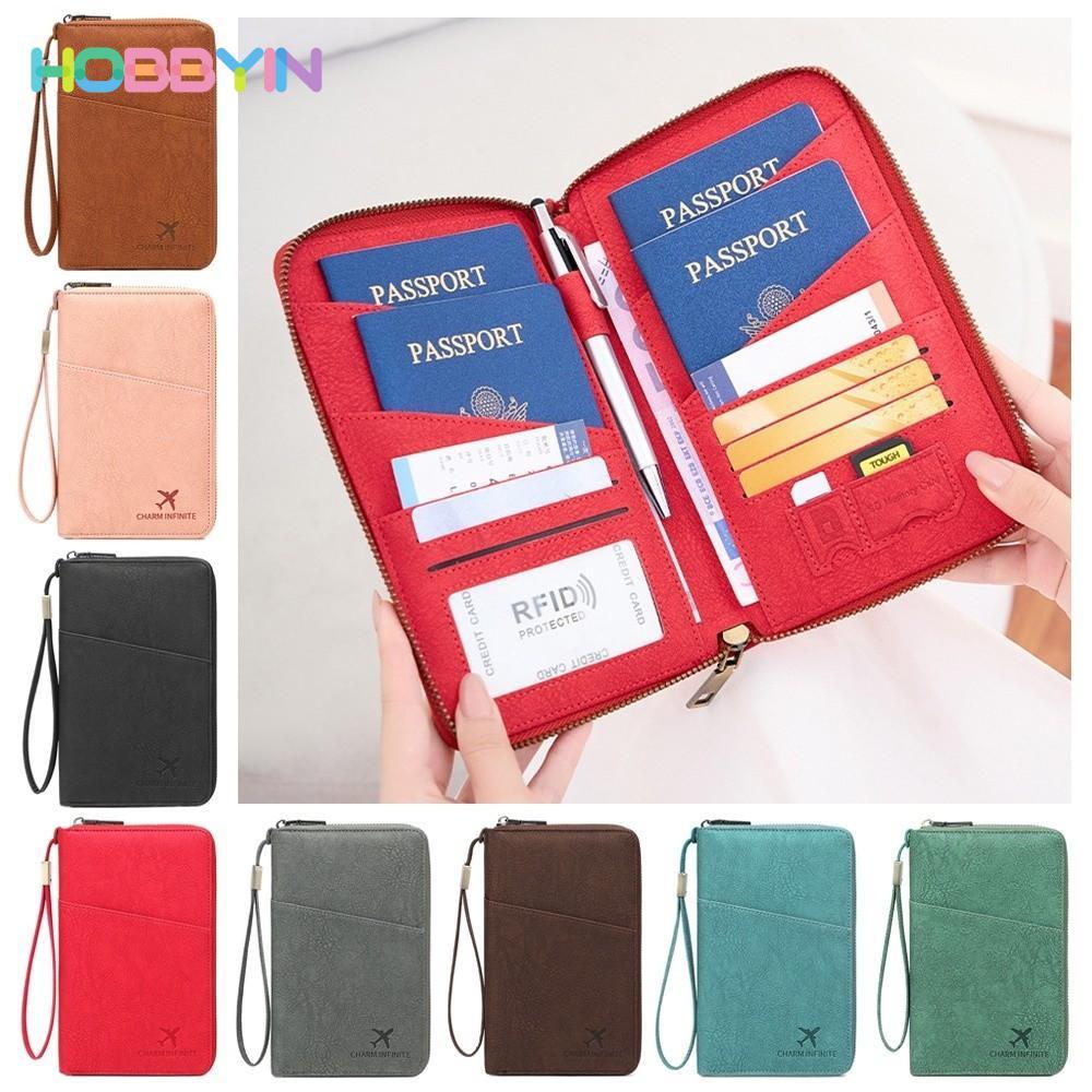 HOBBYIN ​Tổ chức tài liệu du lịch​, ​Đóng cửa dây kéo dài​ ​Bền bỉ​ ​Hộp đựng hộ chiếu chặn RFID​, Bảo vệ RFID chống trộm​ ​Nhiều khe cắm thẻ​ ​Ví nhiều hộ chiếu​