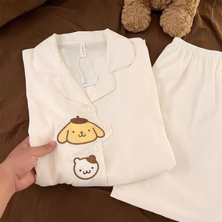 Pudding Bộ Đồ Ngủ Chó Thêu Tay Ngắn Cotton Mây, Phù Hợp Mặc Nhà