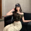 Slanted Vai Slim-fit Slimmer Look Ngụy Trang Áo Thun Tay Ngắn Nữ Phong Cách Mới Slim-fit Sli26042806