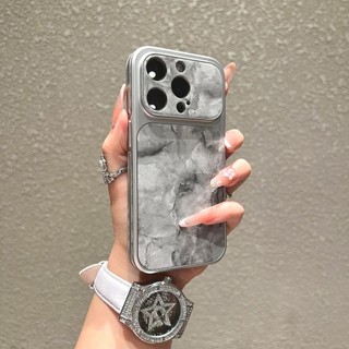 Ốp điện thoại đá cẩm thạch gọng mạ điện sang trọng cho iphone17 16 15 14 13 Promax chống sốc bảo vệ camera chống rơi bìa cứng