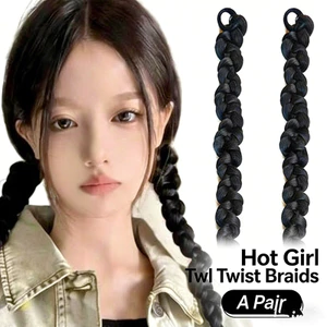 Tóc Giả Bím Xoắn Hot Girl, Một Cặp, Phong Cách Y2K Dễ Thương, Tiện Dụng Không Cần Tết Tóc
