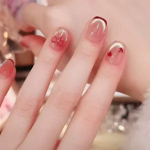 Nơ trái tim mắt mèo|Handmade Pháp cao cấp|Đeo móng tay|Handmade hình bầu dục màu trắng|Miếng dán móng tay Thành phẩm