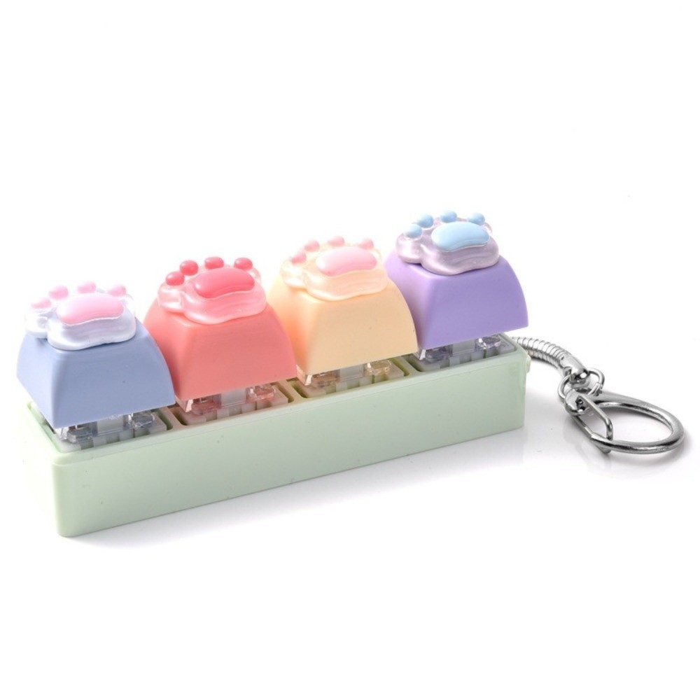 Đồ chơi Fidget bàn phím mèo AWNGD, Móc khóa Fidget giảm lo âu 4 phím, Nút nhấp chuột thư giãn đầy màu sắc Fidget giảm căng thẳng cho người lớn